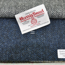 Authorized Hand Woven Harris Tweed Navy Herringbone Fabric in Stock